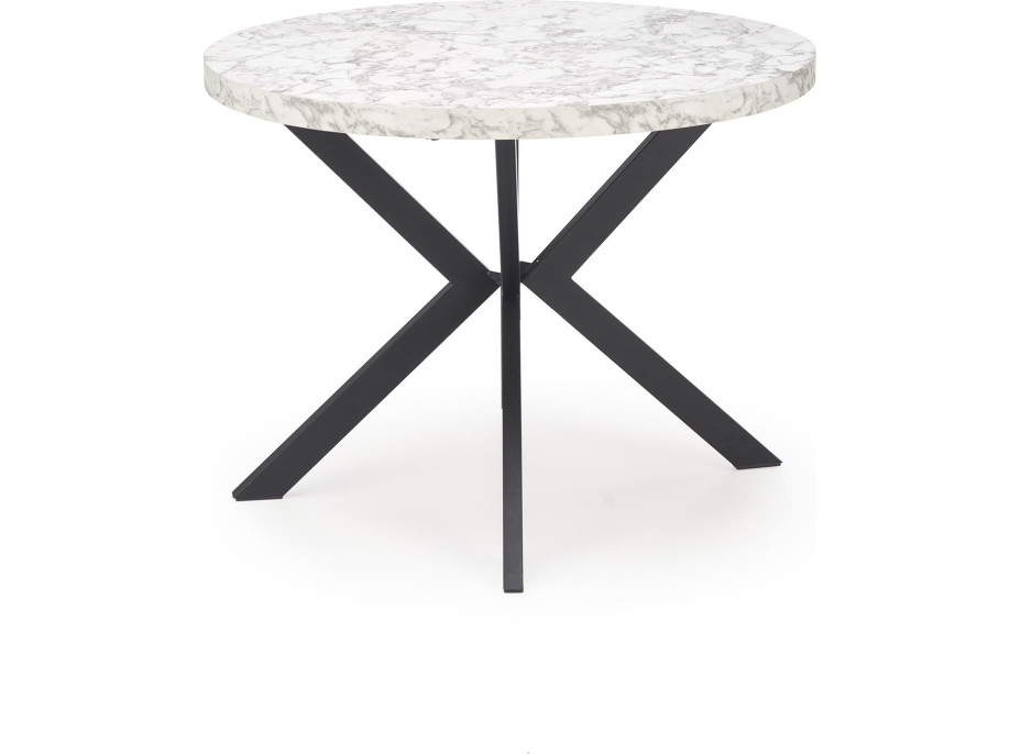 Jídelní stůl HARRISON 100(250)x100x75 cm - rozkládací - bílý mramor/černý