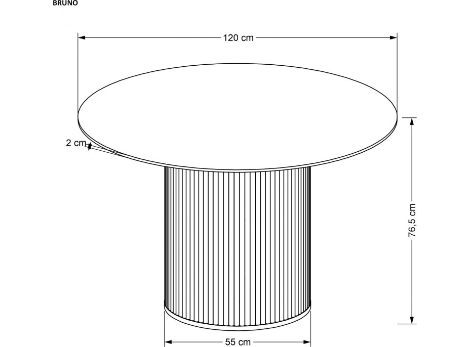Kulatý jídelní stůl BRUNO - 120x76 cm - bílý mramor/ořech