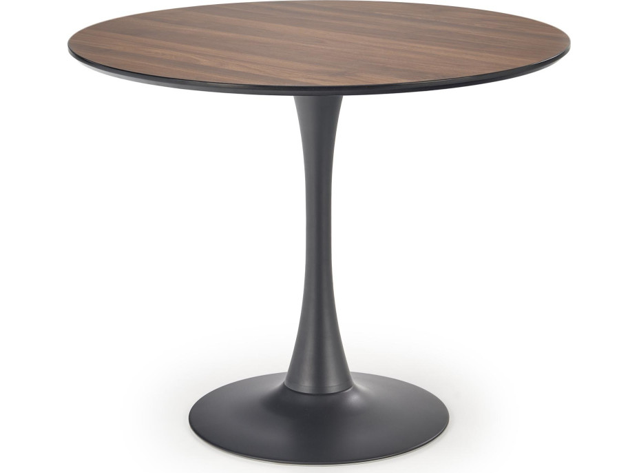 Kulatý jídelní stůl OLMO - 90x83 cm - ořech/černý