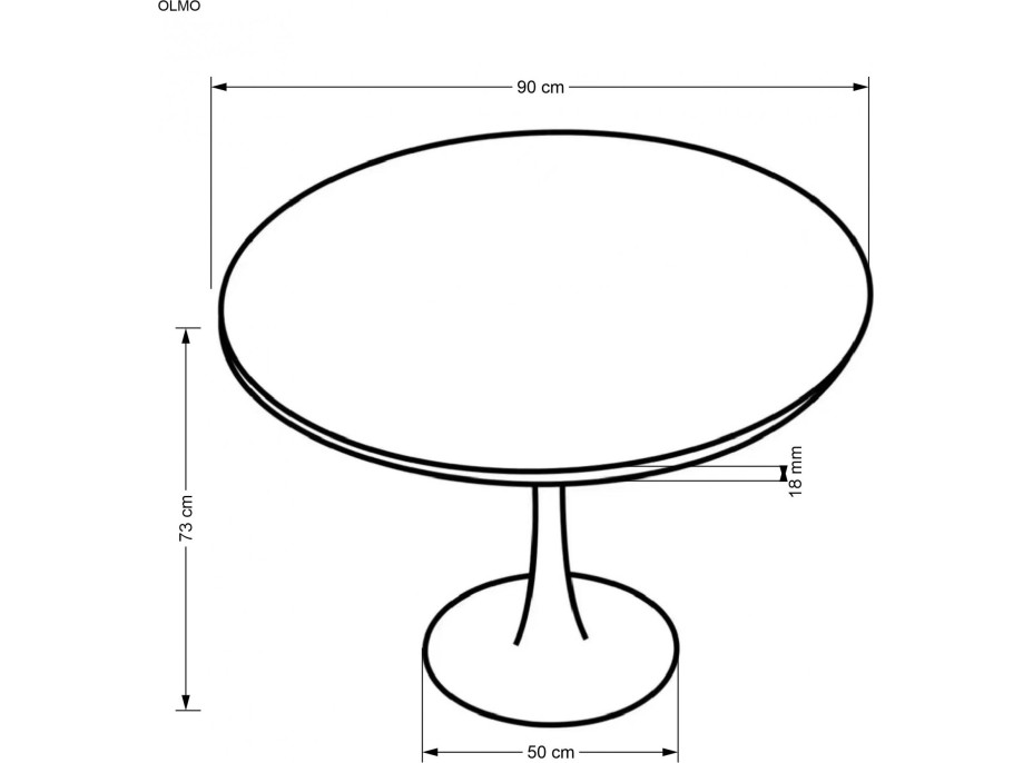 Kulatý jídelní stůl OLMO - 90x83 cm - ořech/černý