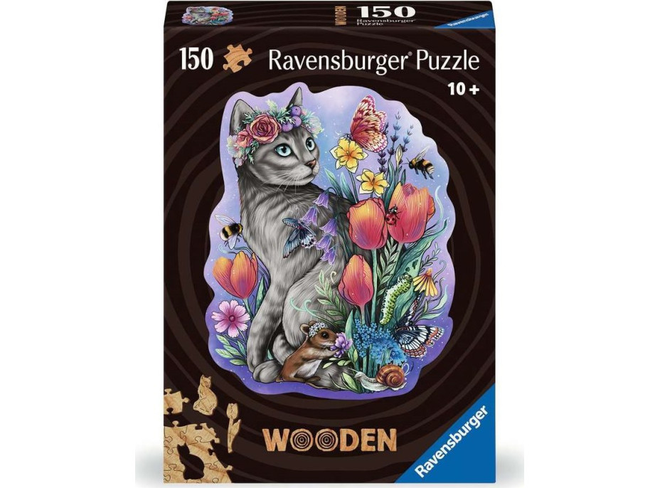 RAVENSBURGER Dřevěné obrysové puzzle Kouzelná kočka 150 dílků