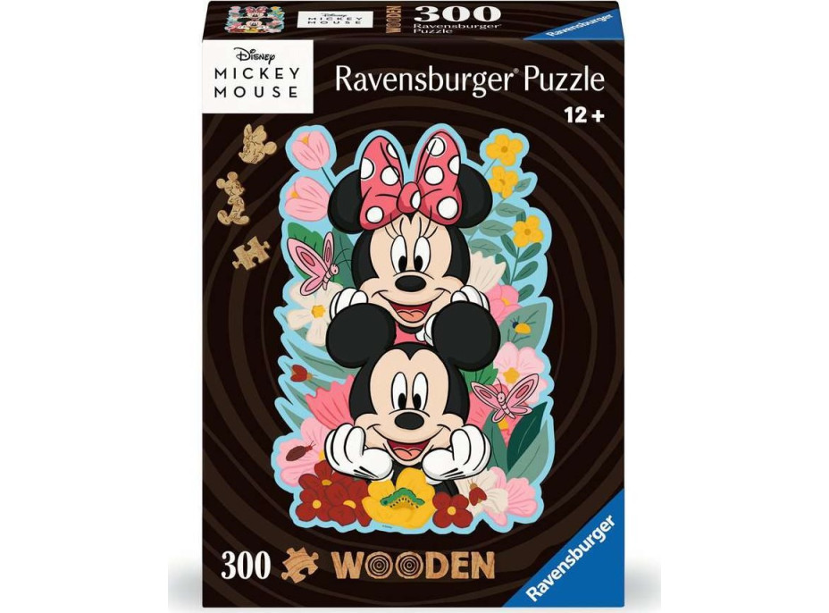 RAVENSBURGER Dřevěné obrysové puzzle Mickey a Minnie 300 dílků