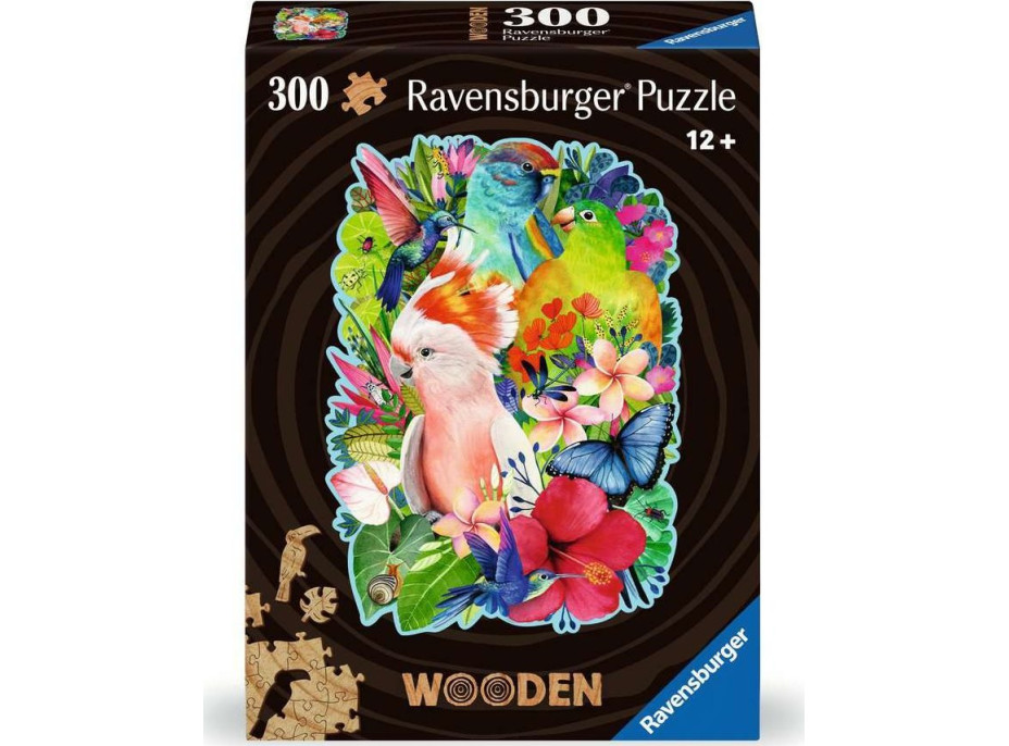 RAVENSBURGER Dřevěné obrysové puzzle Nádherní ptáci 300 dílků
