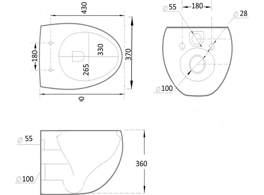 Závěsné WC MEXEN EGG RIMLESS - černé + Duroplast sedátko slim, 30245070