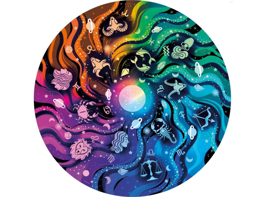 RAVENSBURGER Kulaté puzzle Kruh barev: Astrologie 500 dílků