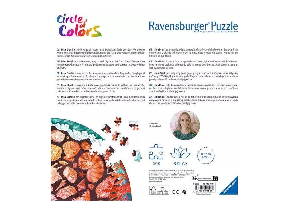 RAVENSBURGER Kulaté puzzle Kruh barev: Mušle 500 dílků