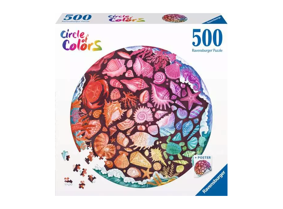 RAVENSBURGER Kulaté puzzle Kruh barev: Mušle 500 dílků