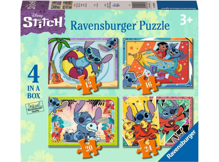 RAVENSBURGER Puzzle Lilo a Stitch 4v1 (12, 16, 20, 24 dílků)