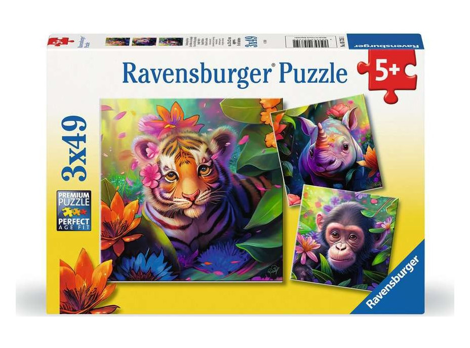 RAVENSBURGER Puzzle Mláďata z džungle 3x49 dílků