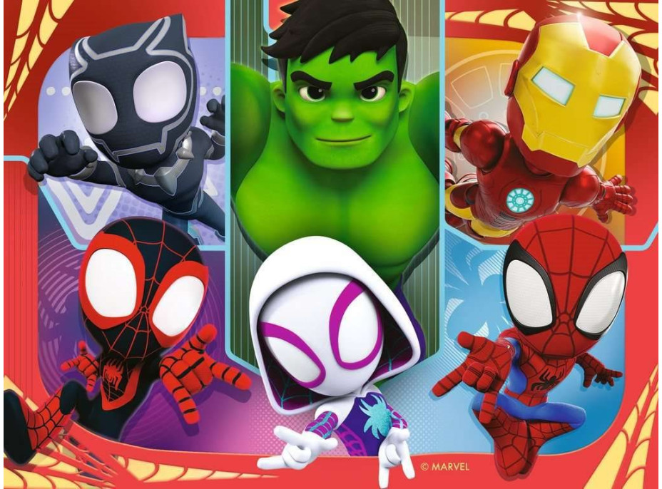 RAVENSBURGER Puzzle Spidey a jeho úžasní přátelé 4v1 (12, 16, 20, 24 dílků)