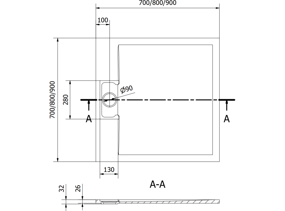 Sprchová SMC vanička MEXEN OTTO 90x90 cm - bílá, 4N109090