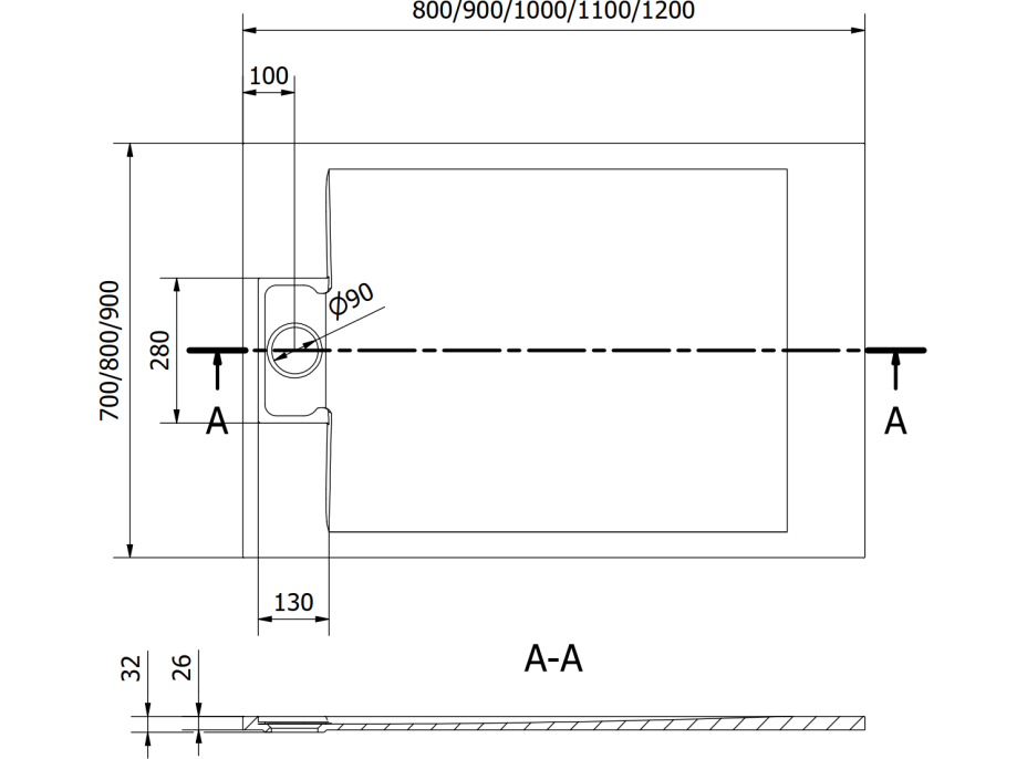 Sprchová SMC vanička MEXEN OTTO 70x120 cm - černá, 4N707012