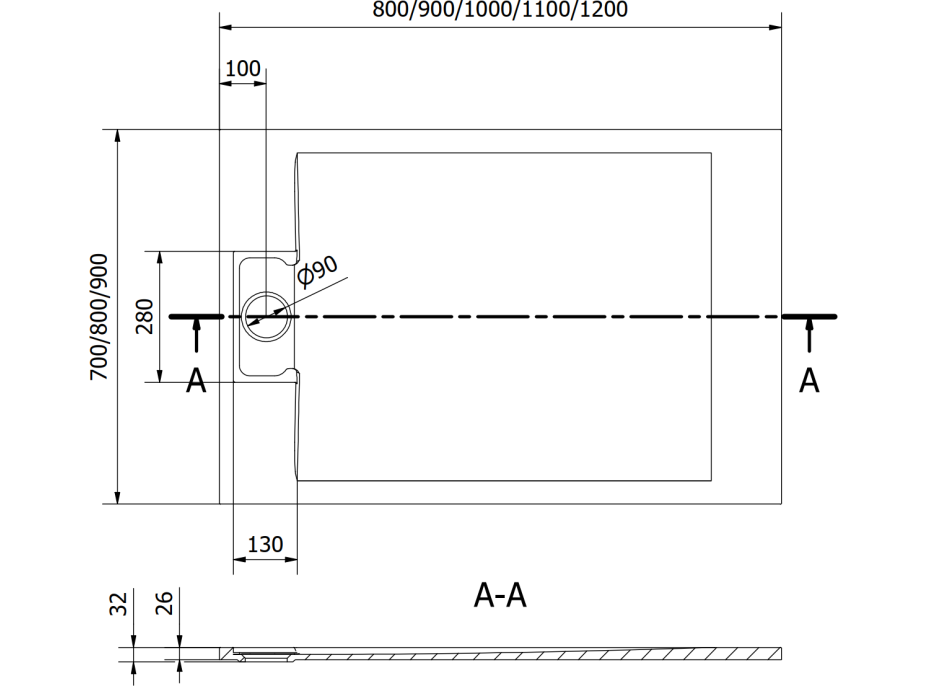 Sprchová SMC vanička MEXEN OTTO 70x100 cm - bílá, 4N107010
