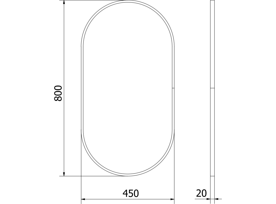 Oválné zrcadlo MEXEN LOFT 45x80 cm - zlatý rám, 9851-080-045-000-50