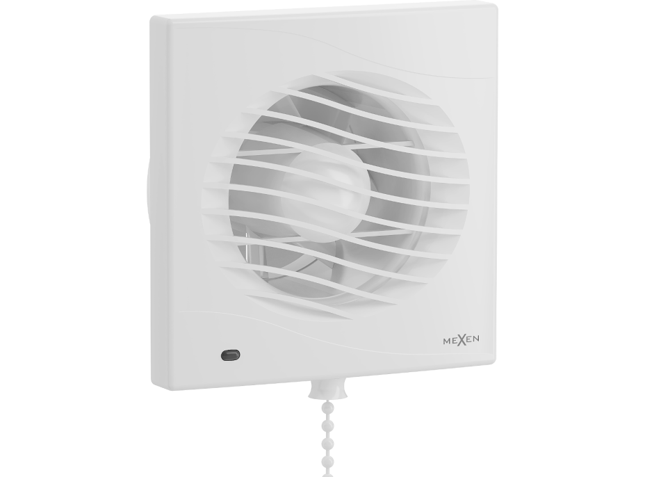 Koupelnový ventilátor MEXEN DXS 100 se zpětnou klapkou a ovládaný lankem - bílý, W9603-100K-00