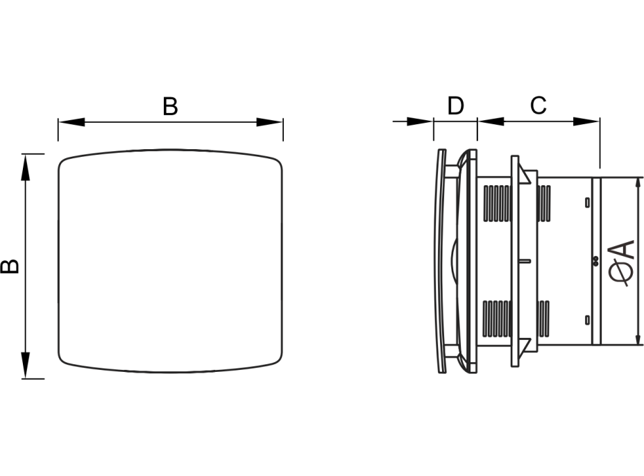Koupelnový ventilátor MEXEN AXS 100 se zpětnou klapkou a senzorem vlhkosti - černý, W9601-100H-70