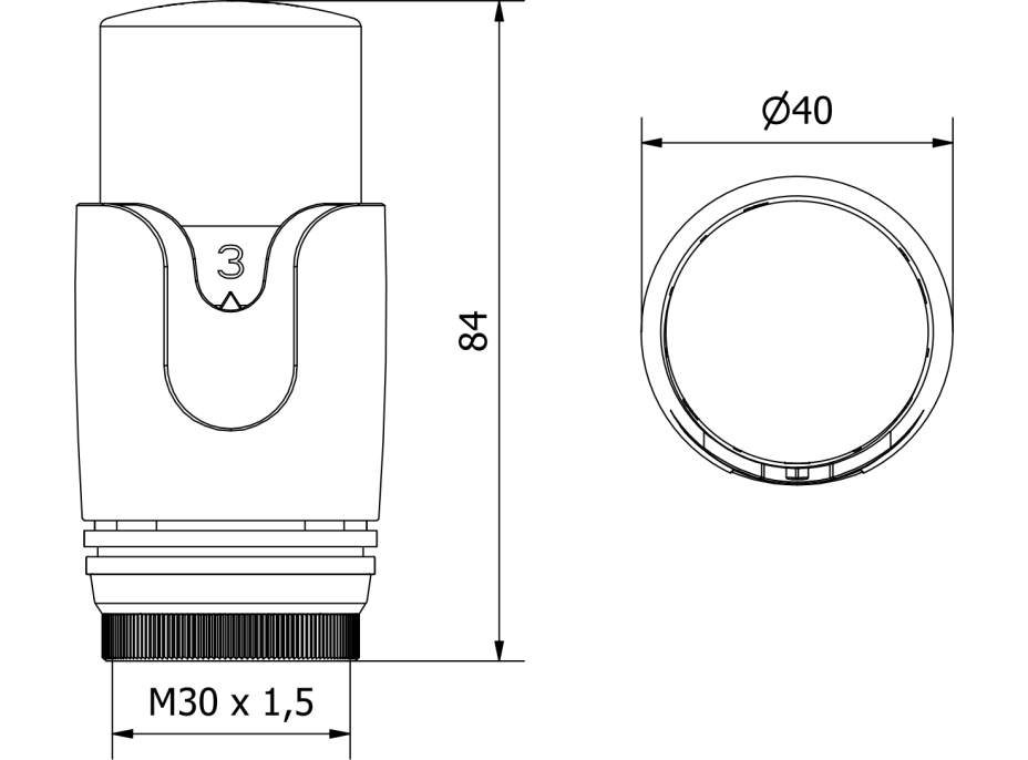 Termostatická hlavice pro radiátor MEXEN Modern - bílá - M30x1,5, W900-000-20