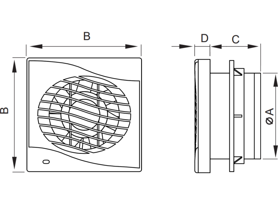 Koupelnový ventilátor MEXEN DXS 150 se zpětnou klapkou - bílý, W9603-150-00