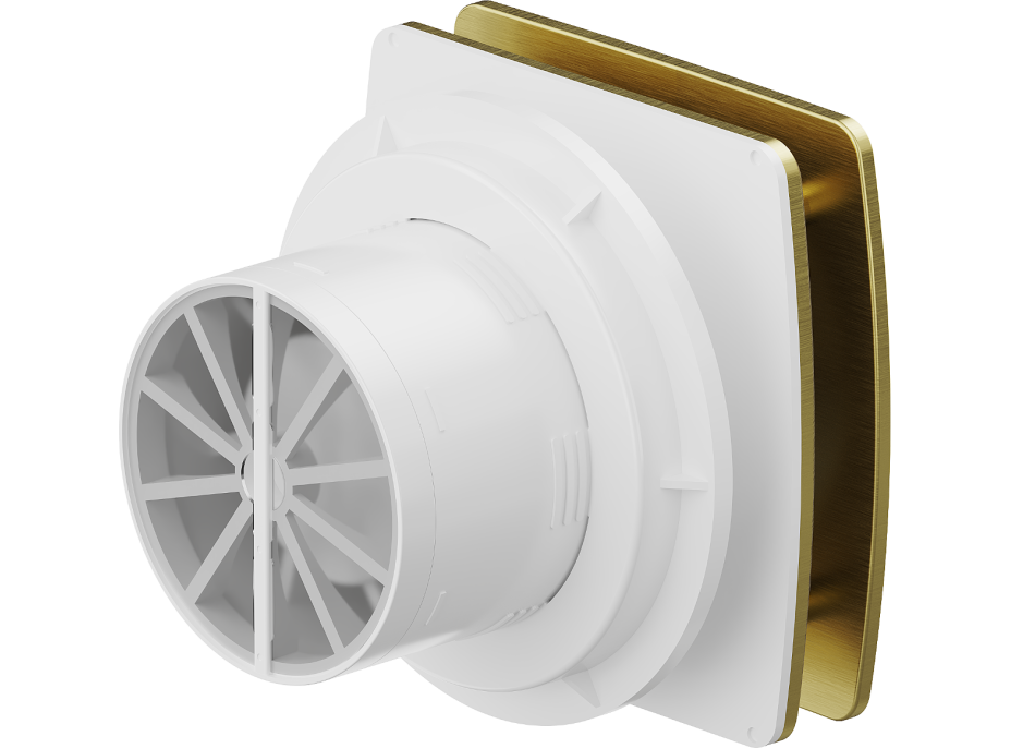 Koupelnový ventilátor MEXEN AXS 100 se zpětnou klapkou a časovačem - zlatý, W9601-100T-50