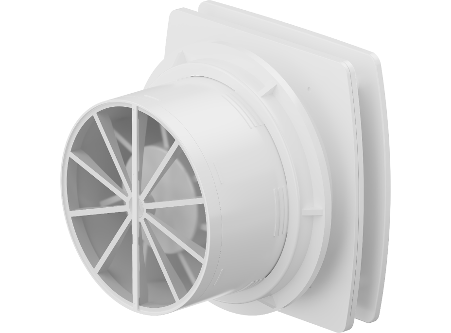 Koupelnový ventilátor MEXEN AXS 150 se zpětnou klapkou a senzorem vlhkosti - bílý, W9601-150H-00