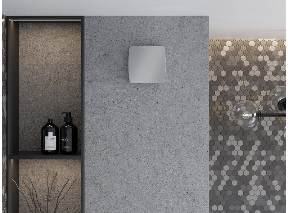 Koupelnový ventilátor MEXEN AXS 100 se zpětnou klapkou - stříbrný, W9601-100-11