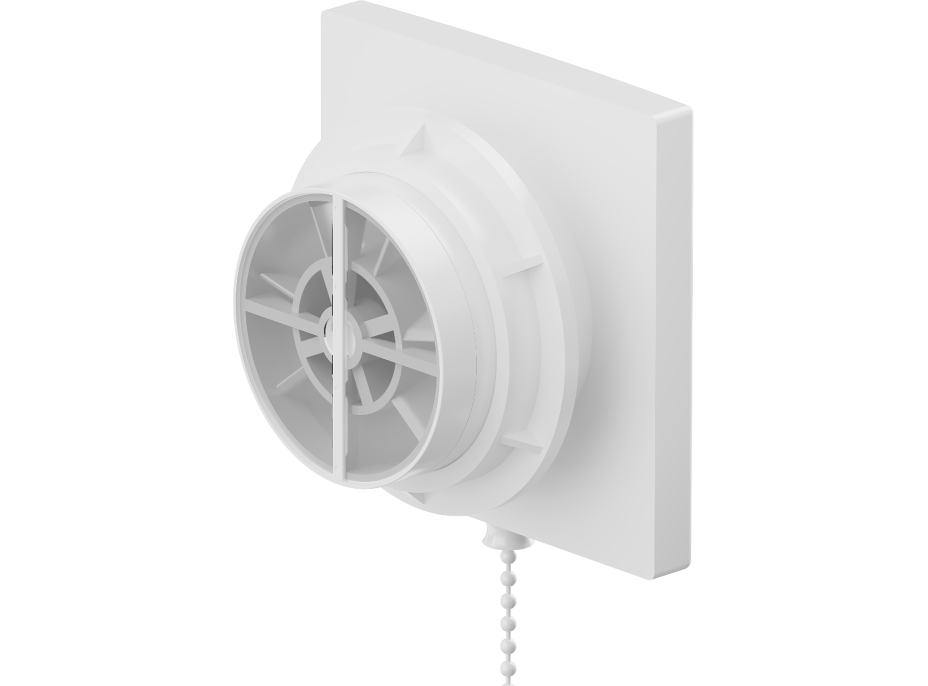 Koupelnový ventilátor MEXEN DXS 120 se zpětnou klapkou a ovládaný lankem - bílý, W9603-125K-00