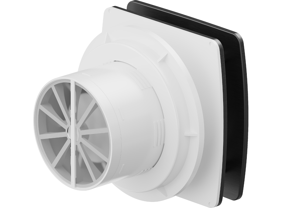 Koupelnový ventilátor MEXEN AXS 100 se zpětnou klapkou - černý, W9601-100-70