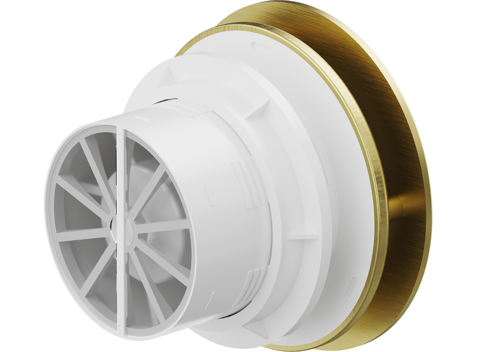 Koupelnový ventilátor MEXEN AXR 100 se zpětnou klapkou a senzorem vlhkosti - zlatý, W9602-100H-50