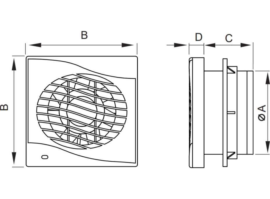 Koupelnový ventilátor MEXEN DXS 150 se zpětnou klapkou a ovládaný lankem - bílý, W9603-150K-00