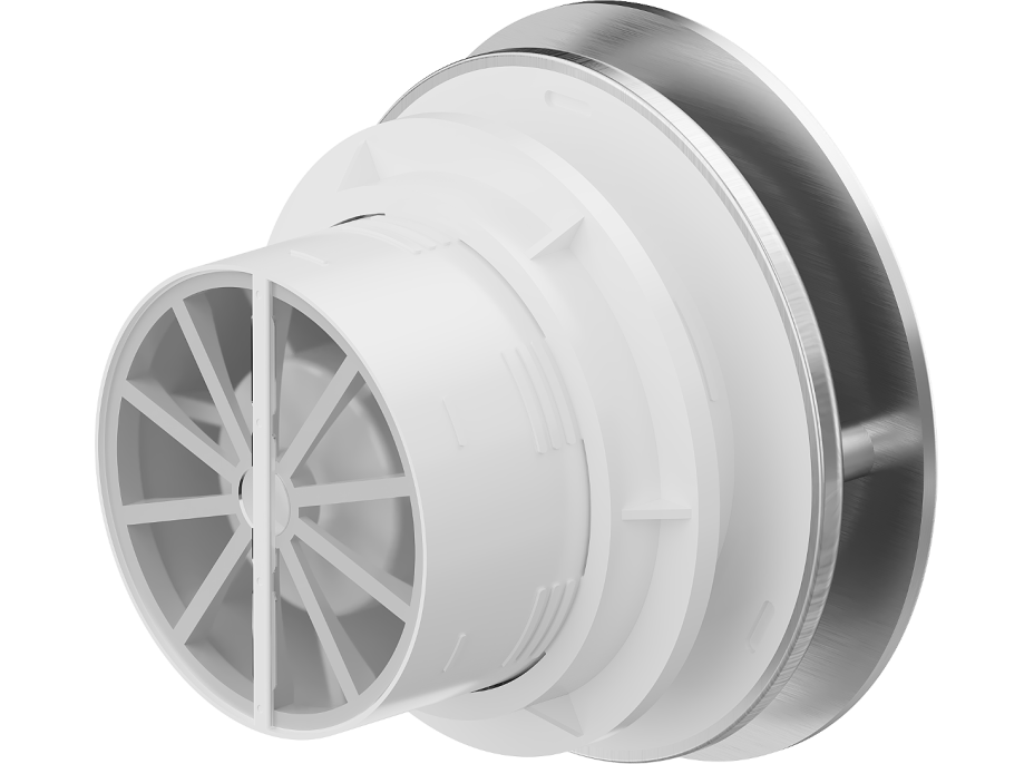 Koupelnový ventilátor MEXEN AXR 100 se zpětnou klapkou a senzorem vlhkosti - stříbrný, W9602-100H-11
