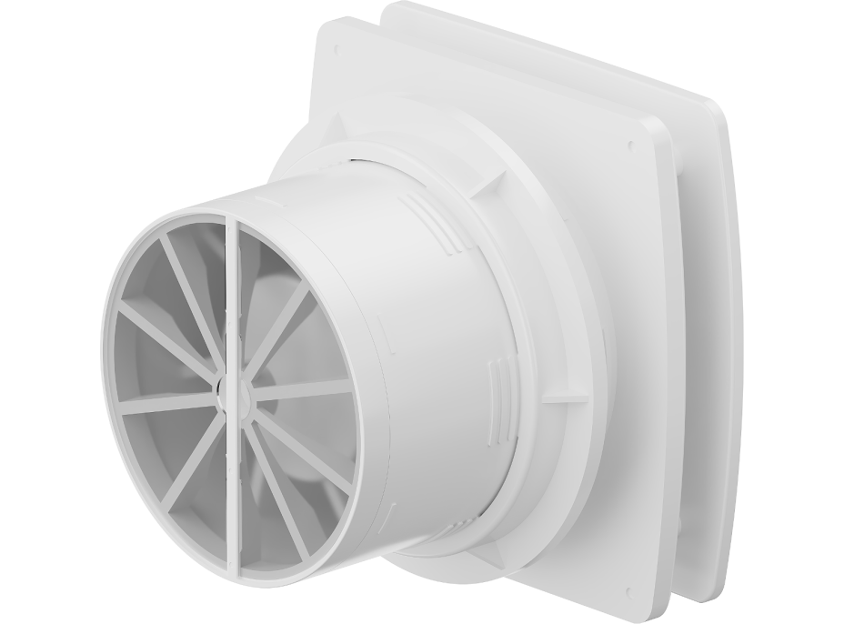 Koupelnový ventilátor MEXEN AXS 120 se zpětnou klapkou a senzorem vlhkosti - bílý, W9601-125H-00