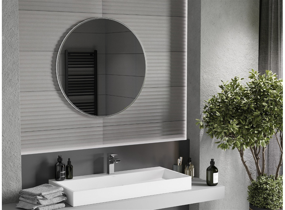 Kulaté zrcadlo MEXEN LOFT 80 cm - inox rám, 9850-080-080-000-10