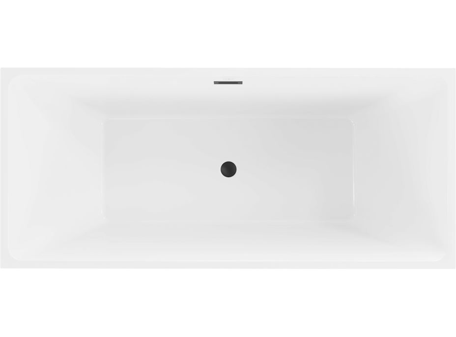 Volně stojící akrylátová vana MEXEN LITA 170x75 cm - bílá - černá výpusť, 52121707500-B