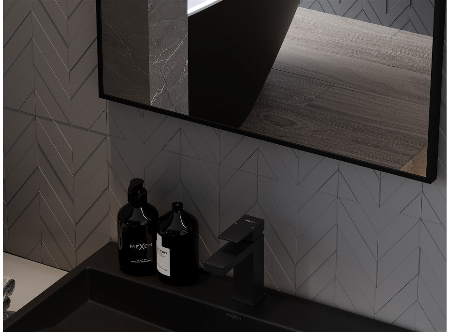 Obdélníkové zrcadlo MEXEN LOFT 90x60 cm - černý rám, 9852-090-060-000-70