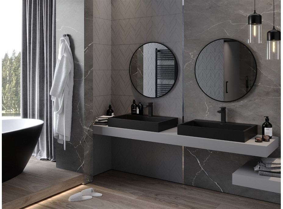 Kulaté zrcadlo MEXEN LOFT 75 cm - černý rám, 9850-075-075-000-70