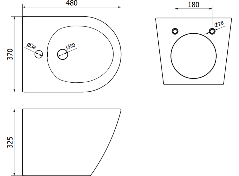 Závěsný bidet MEXEN LENA 48 cm - bílý/zlatý vzorovaný, 35224809