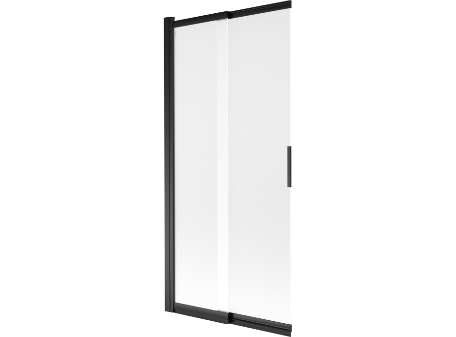 Vanová zástěna s posuvnými dveřmi MEXEN FOX 85x150 cm - černá- mléčné sklo, 891-085-002-70-30