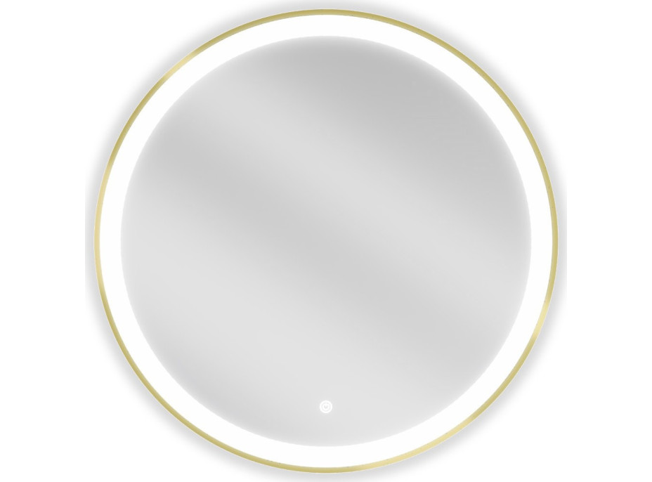 Kulaté zrcadlo MEXEN ESSO 70 cm se zlatým okrajem - s LED podsvícením a vyhříváním, 9825-070-070-611-50