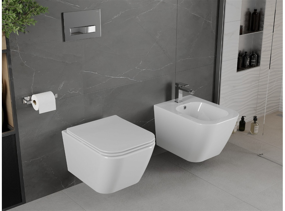 Závěsné WC MEXEN MADOX RIMLESS - bílé + Duroplast sedátko, 30154000