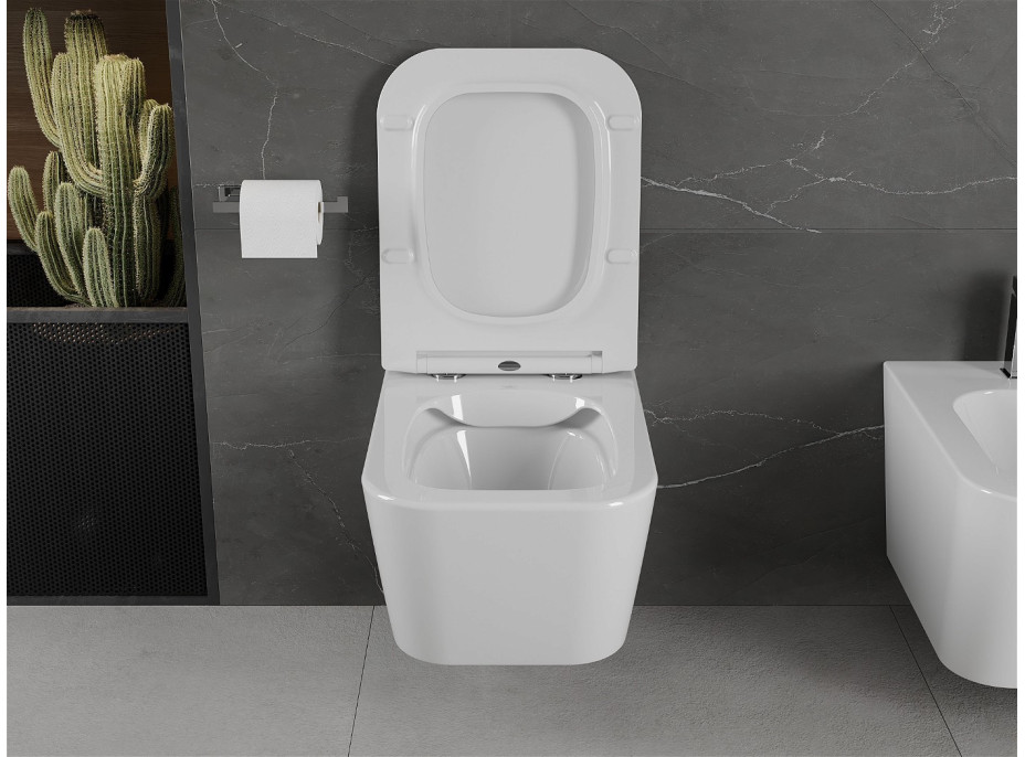 Závěsné WC MEXEN MADOX RIMLESS - bílé + Duroplast sedátko, 30154000