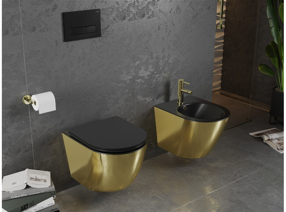 Závěsný bidet MEXEN LENA 48 cm - černý/zlatý, 35224876