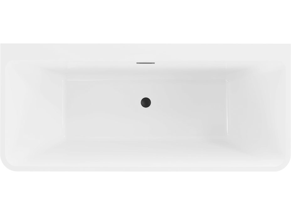 Volně stojící akrylátová vana MEXEN VOLTA 170x75 cm - bílá/černá - s černou výpustí, 51131707575-B