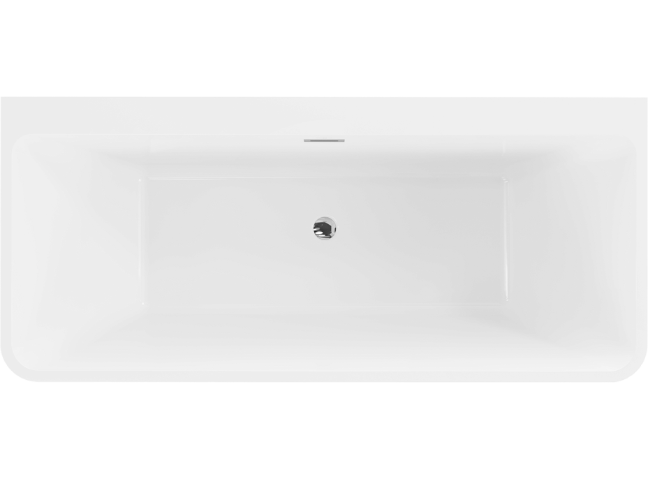 Volně stojící akrylátová vana MEXEN VOLTA 170x75 cm - bílá/černá - s chromovou výpustí, 51131707575