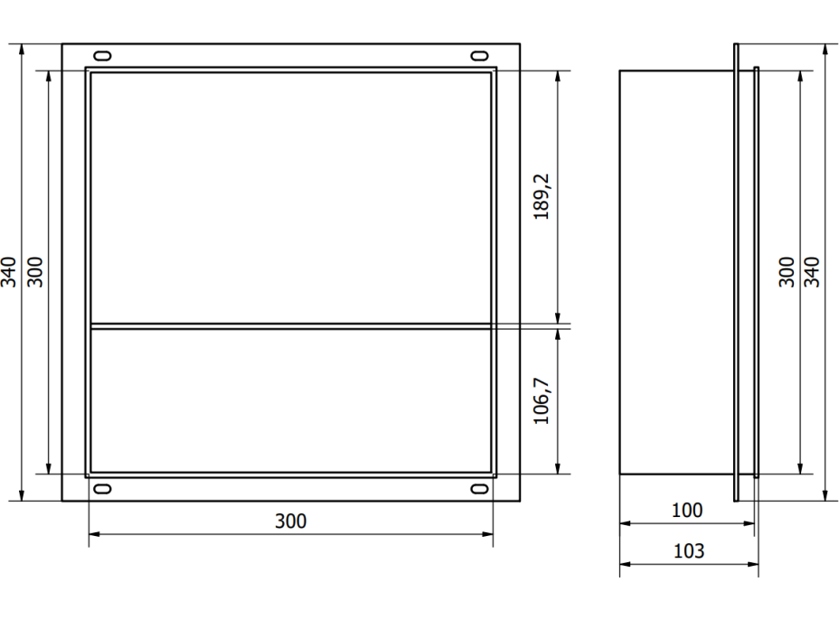 Zápustná police pod omítku Mexen X-Wall-NR 30x30 cm - inox, 1911303010S