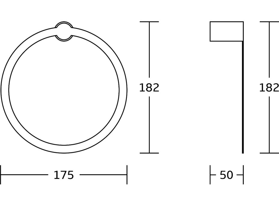 Koupelnový držák na ručníky MEXEN BASE - kulatý - černý matný, 7088232-70