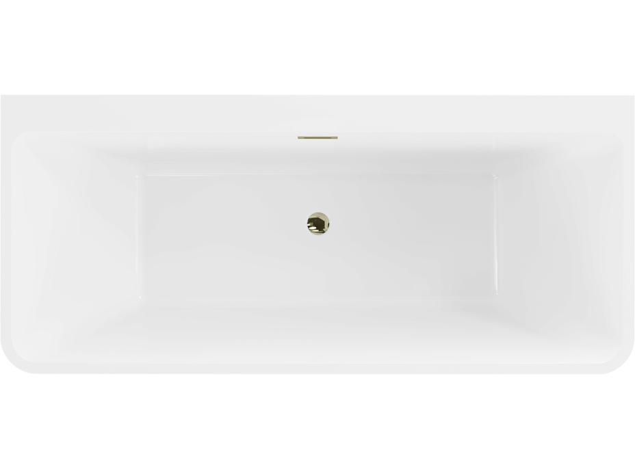 Volně stojící akrylátová vana MEXEN VOLTA 170x75 cm - bílá - se zlatou výpustí, 51131707500-G