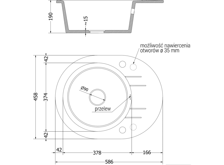Kuchyňský granitový dřez MEXEN KEVIN - 58,6x45,8 cm - béžový, 6517581005-69