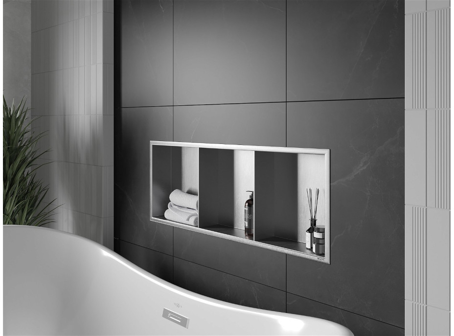 Zápustná police do zdi Mexen X-Wall-R 30x90 cm - inox, 1910903010S