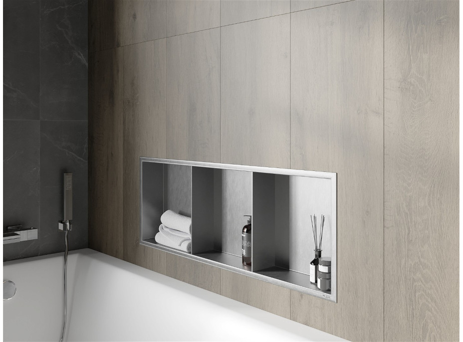 Zápustná police do zdi Mexen X-Wall-R 30x90 cm - inox, 1910903010S