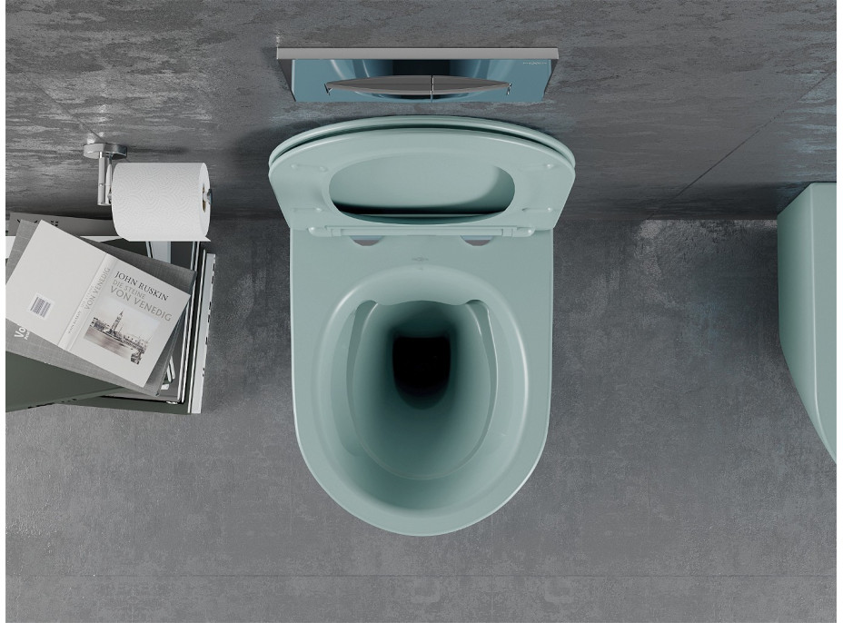 Závěsné WC MEXEN LENA - RIMLESS + duroplast sedátko Slim - světle zelená matná, 30224048